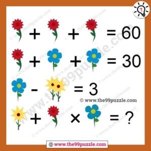 Flower Math Equation Picture Puzzle for Students with Answer