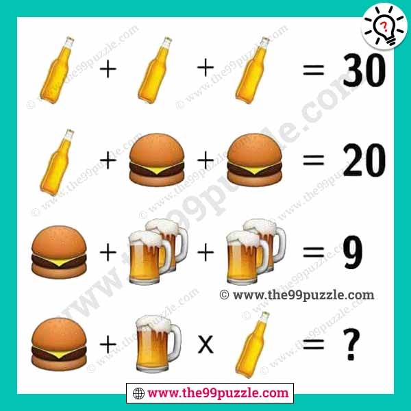 Viral math picture puzzles Burger, beer for genius
