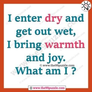 I enter dry and get out wet, I bring warmth and joy. What am I?