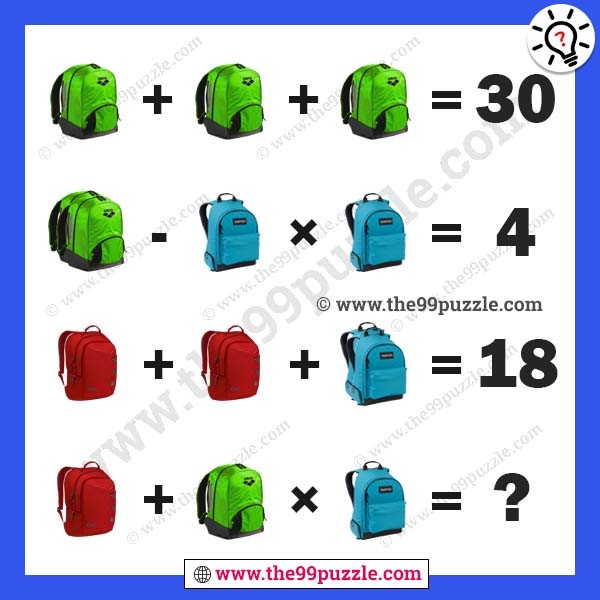 Bag pictures puzzles math equation for genius