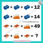 Cutter, pencil, book picture math puzzles with answer – Puzz190