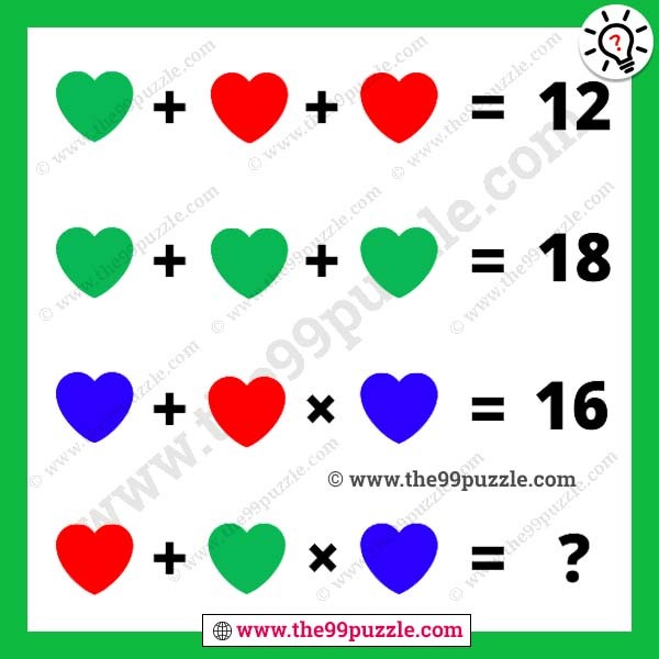 Math logic love picture puzzle with the answer