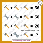 Hammer, Axe, and Spanner mathematics equation with answer – Puzz304