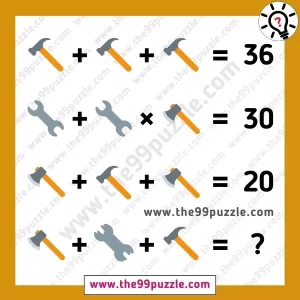 Hammer, Axe, and Spanner mathematics equation with answer