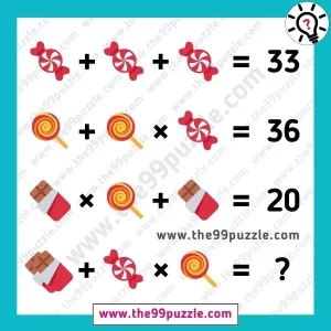 Chocolate picture puzzle math equation for teens