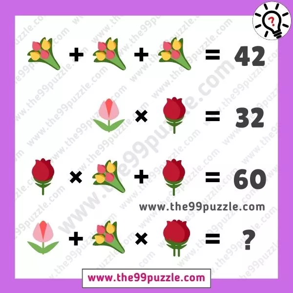 Flower picture math equation with answer for genius