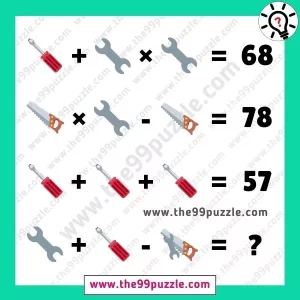 Screwdriver, Spanner, Hand Saw picture math equation with answer – Puzz319