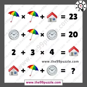 Umbrella, Home, Clock picture puzzle question with answer – Puzz346