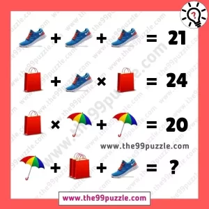Shoe, Bag, and Umbrella picture of math puzzle with answer – Puzz360