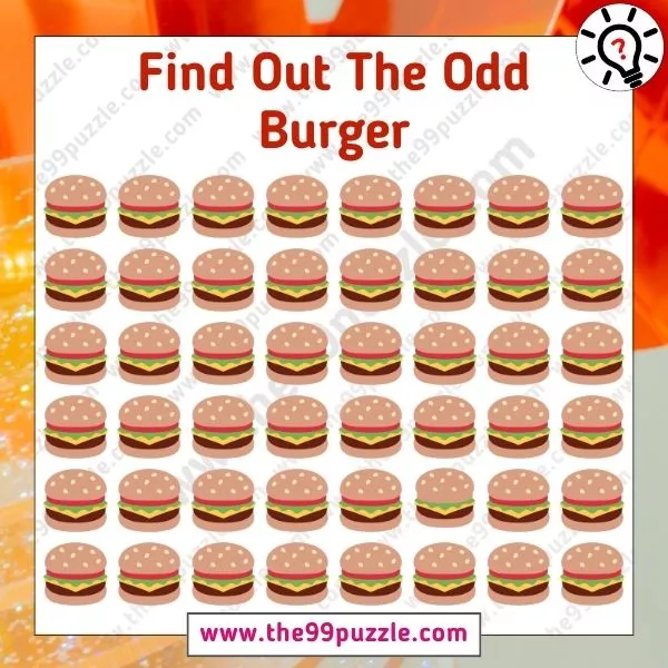 Optical Illusion Puzzle: Find out the odd burger in 8 sec