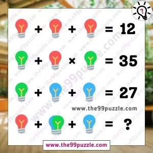 Picture Puzzle with Equation: Can you solve the colorful bulb puzzle in 15 seconds?