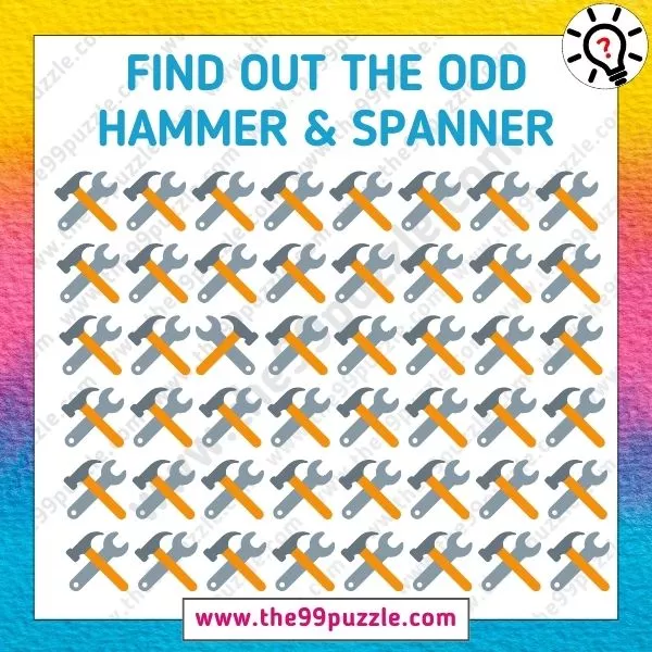 Optical Illusion IQ Challenge: You have eagle eyes if you can find the odd hammer & spanner in 9 seconds!