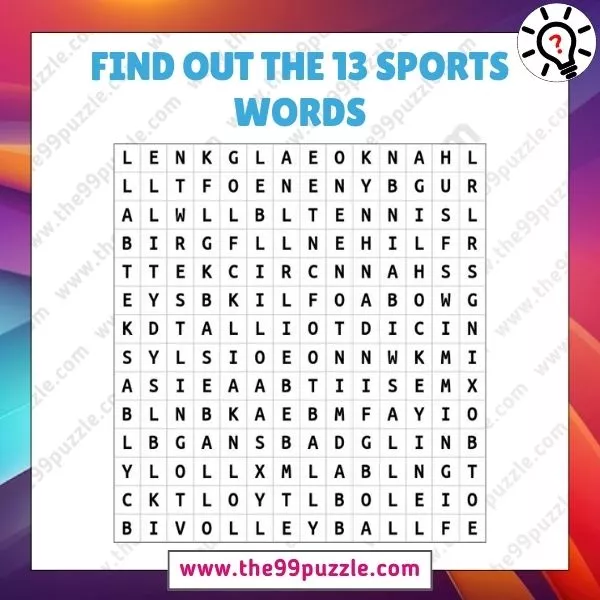Word Search Puzzle: Can you find out the 13 sports words in 25 seconds?