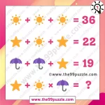 Picture Puzzle Test: Solve the Sun, star, and umbrella picture puzzle equation in 17 seconds – Puzz530