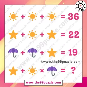 Picture Puzzle Test: Solve the Sun, star, and umbrella picture puzzle equation in 17 seconds